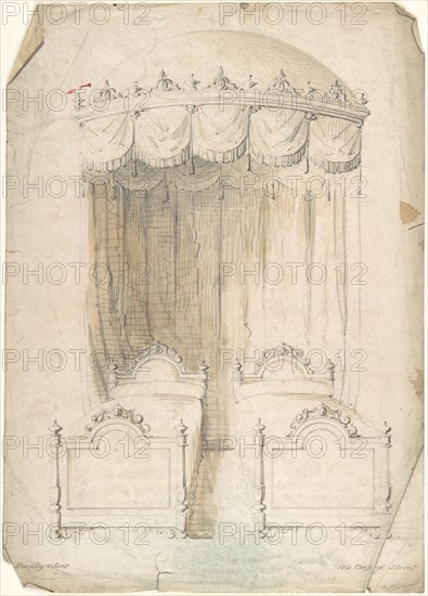 Design for Twin Beds with a Canopy, 1841-84.