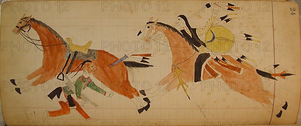 Maffet Ledger: Two Indians with horses, ca. 1874-81.