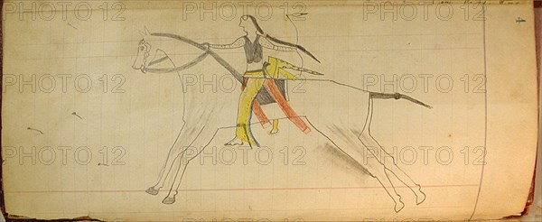 Maffet Ledger: Mounted Indian, ca. 1874-81.