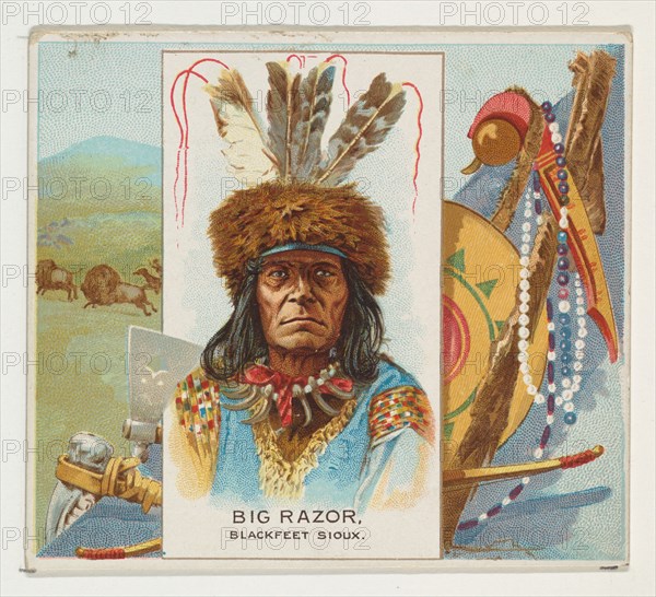 Big Razor, Blackfeet Sioux, from the American Indian Chiefs series (N36) for Allen & Ginter Cigarettes, 1888.