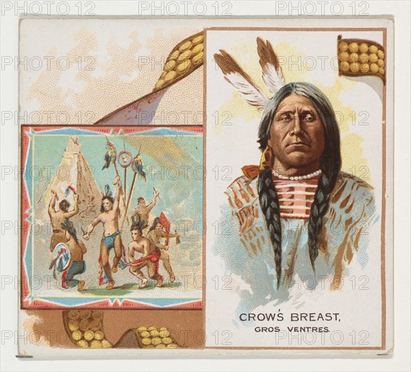 Crow's Breast, Gros Ventres, from the American Indian Chiefs series (N36) for Allen & Ginter Cigarettes, 1888.