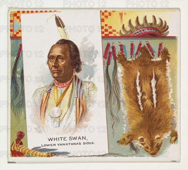 White Swan, Lower Yanktonas Sioux, from the American Indian Chiefs series (N36) for Allen & Ginter Cigarettes, 1888.