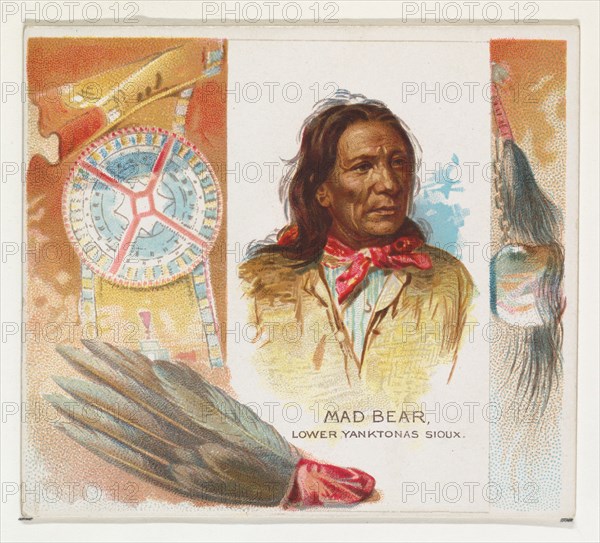 Mad Bear, Lower Yanktonas Sioux, from the American Indian Chiefs series (N36) for Allen & Ginter Cigarettes, 1888.