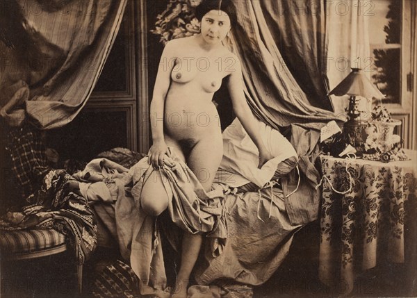 [Nude Standing by Bed], ca. 1854.