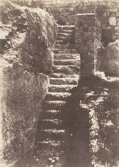 Jérusalem, Escalier antique taillé dans le roc, conduisant à l'ancienne Porte du Fumier, 1854.