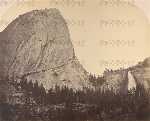 Mt. Broderick and Nevada Fall. Fall = 700 ft., 1861, Yosemite.