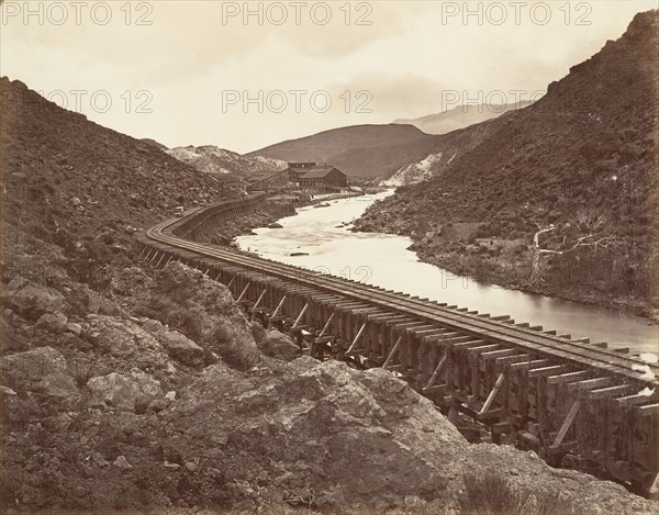 Eureka Quartz Mill and Flume, Nevada, 1875, printed ca. 1876.