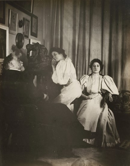 [Self-Portrait with Christine and Yvonne Lerolle], probably 1895-96.