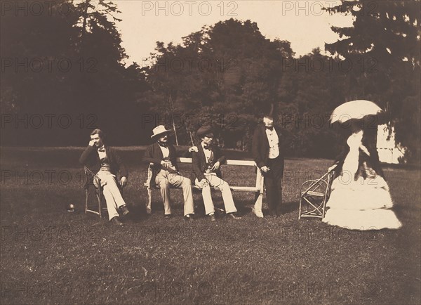 Groupe dans le parc du château de La Faloise, 1856.