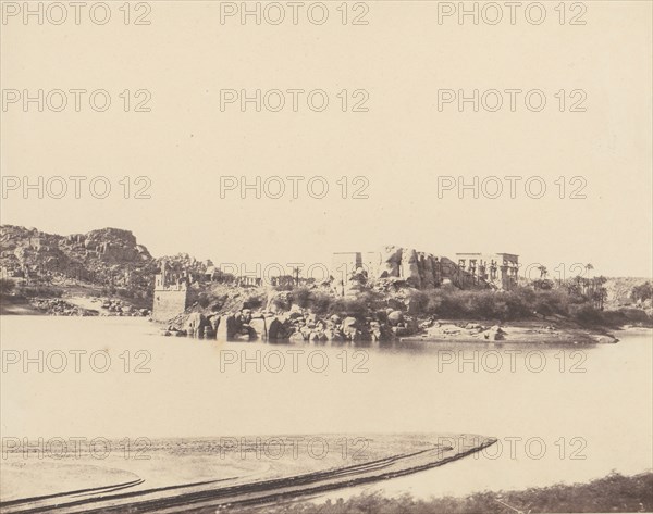 Ile de Fileh (Philæ), Vue Générale Prise du Sud-Est au Point B, 1851-52, printed 1853-54.