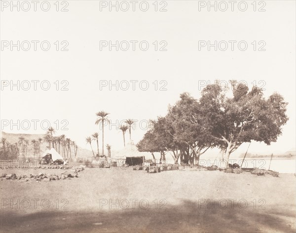 Korósko, Sycomores et Campement d'une Caravane pour le Sennâr, 1851-52, printed 1853-54.