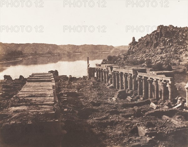 Ile de Fileh (Philæ), Vue Génèrale Prise du Point I, Sur La Plateforme du Pylône, 1851-52.