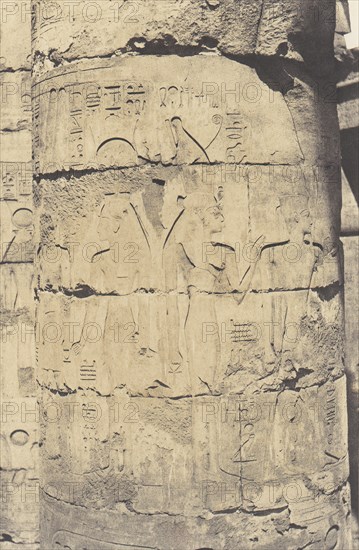 Karnak (Thèbes), Palais - Salle Hypostyle - Colonnade Centrale - Décoration d'un Fut, 1851-52, printed 1853-54.