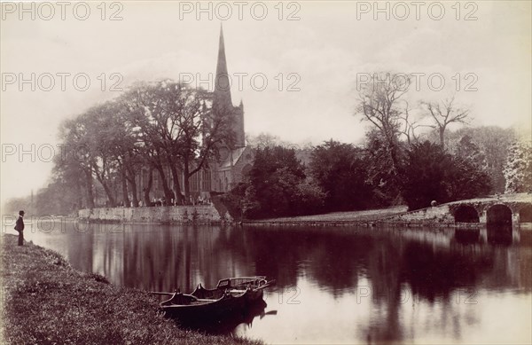 Stradford-on-Avon Church, from the Avon, 1870s.