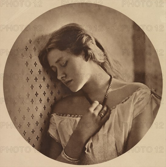 Ellen Terry, at the age of sixteen, 1864, printed ca. 1913. Terry was a popular child actress of the British stage. This photograph was most likely taken just after she married the eccentric painter, George Frederick Watts (1817-1904), who was thirty years her senior. They spent their honeymoon on the Isle of Wight, where Cameron resided.
