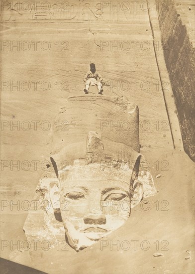 Westernmost Colossus of the Temple of Re, Abu Simbel, 1850.