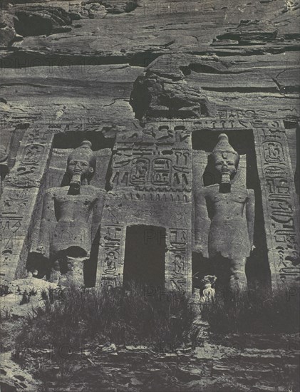 Nubie. Ibsamboul. Entrée du Spéos d'Hathor, 1850.
