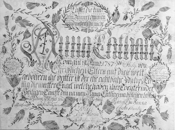 Birth and Baptismal Certificate, 1787.