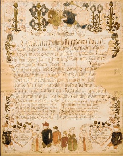 Birth and Baptismal Certificate, 1789.