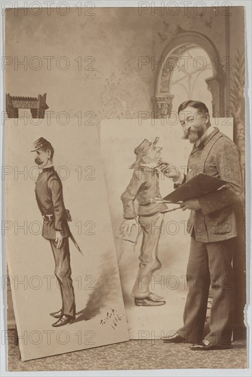 Full-length Portrait of Thomas Nast with Two Caricatures, ca. 1888.