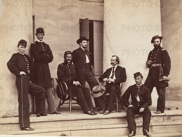 Brigadier General Gustavus A. DeRussy and Staff on Steps of Arlington House, Arlington, Virginia, May 1864.