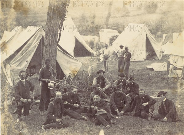 Group at Headquarters of the Army of the Potomac, Antietam, October 1862, 1862.