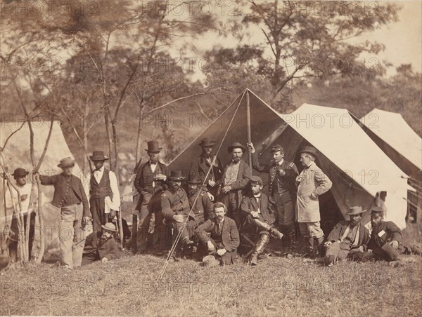 Group at Secret Service Department, Headquarters, Army of the Potomac, Antietam, October 1862, 1862.
