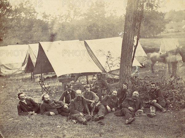 Group at Headquarters of the Army of the Potomac, Antietam, October 1862, 1862.