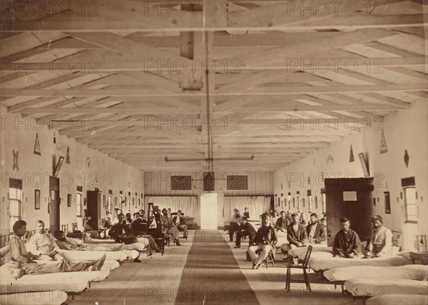 Armory Square Hospital, Interior of Ward K, ca. 1863.