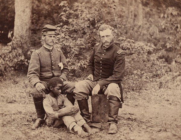 Lieutenant Washington, a Confederate Prisoner, and Capt. Custis [sic] (for Custer) U.S.A., 1862.