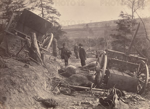 Rebel Cassion Destroyed by Federal Shells. At Fredericksburgh, May 3, 1863. Eight Horses Killed., May 3, 1863.