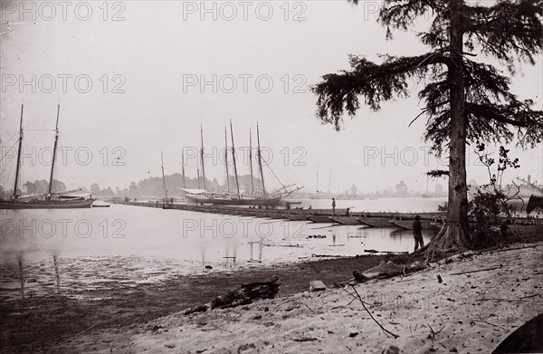 Pontoon Bridge, James River, 1864. Formerly attributed to Mathew B. Brady.