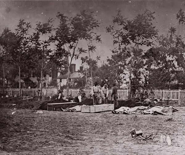 Burial of the Dead, Fredericksburg, 1863. Formerly attributed to Mathew B. Brady.