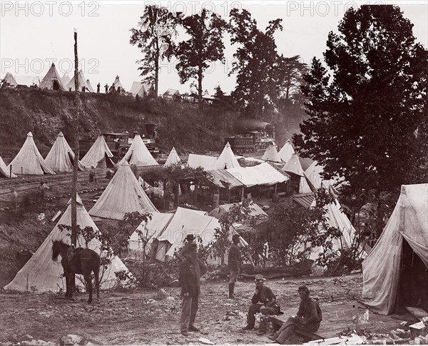 Military Railroad Camp, City Point, Virginia, 1861-65. Formerly attributed to Mathew B. Brady.