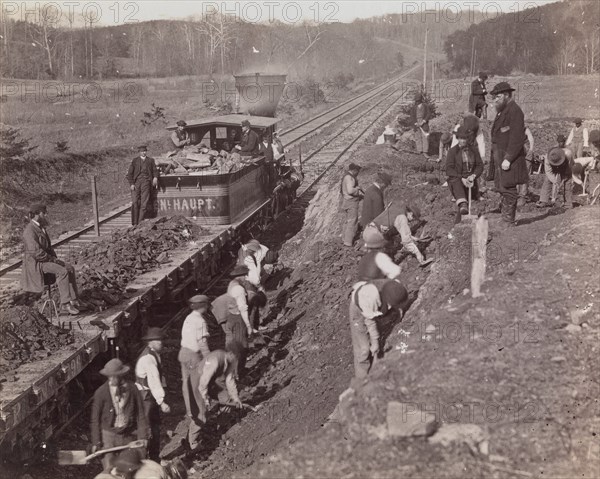 Excavating for "Y" at Devereaux Station, Orange & Alexandria Railroad, 1863. Formerly attributed to Mathew B. Brady.