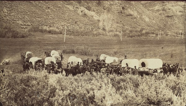 Mormon Emigrant Train, Echo Canyon, ca. 1870.