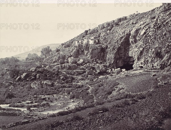 Principal Source of the Jordan, Flowing From a Cave Near Banias, Near the Site of the Northern City of Dan, the Frontier Town of Israel, ca. 1857.