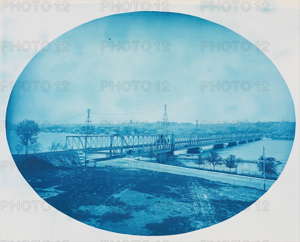 No. 201. U.S. Government Bridge at Rock Island, Illinois (High Water), 1888.