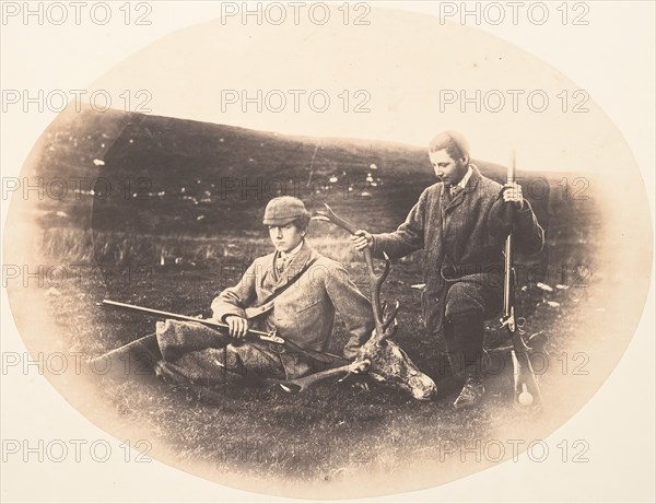 Ned and Colin Ross with Hunt Trophy, ca. 1857.
