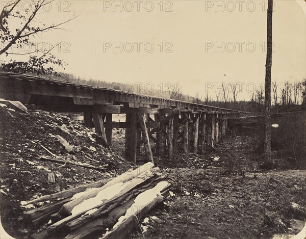 Winter Scene with Trestle Bridge Along the Atlantic & Great Western Railway, 1862-64.