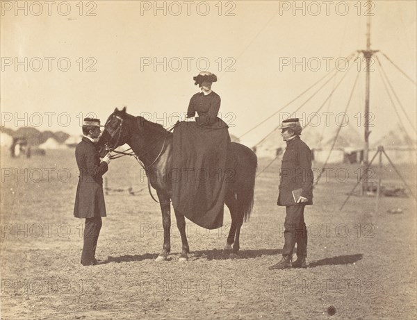 [Lady Canning on her Black Arab and Lord Clyde, Commander in Chief], 1858-61.