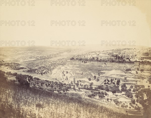 Garden of Gethsemane and View of Jerusalem, 1860s.