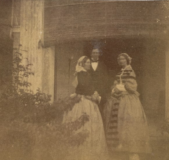 [Countess Canning with Guests, Government House, Allahabad], 1858.