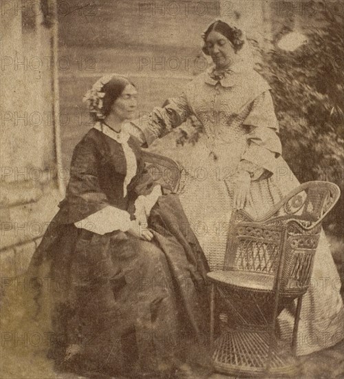 [Countess Canning with Guest, Government House, Allahabad], 1858.