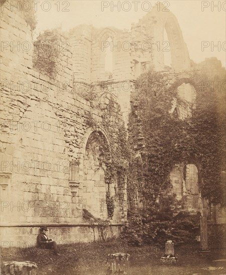 Fountains Abbey. Interior of Chapter House, 1850s.