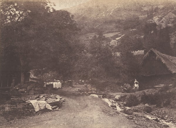 Village de Montaubant pris de Luchon, 1853.