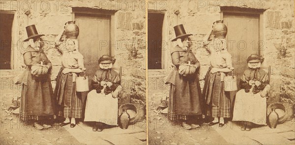 Llanberis, Group of Three Welsh Peasants, 1850s-1910s.