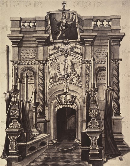 XIVe Station. Le corps de Jésus est deposé dans le tombeau. Monument du St Sépulcre où le corps du Christ a été enseveli., 1860 or later.