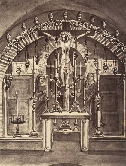 XIIe Station. Jésus meurt sur la croix. Autel élevé sur le lieu même ou le Christ a été crucifié, 1860 or later.