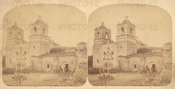 Group of 4 Stereograph Views of California Missions, 1860s-1910s.